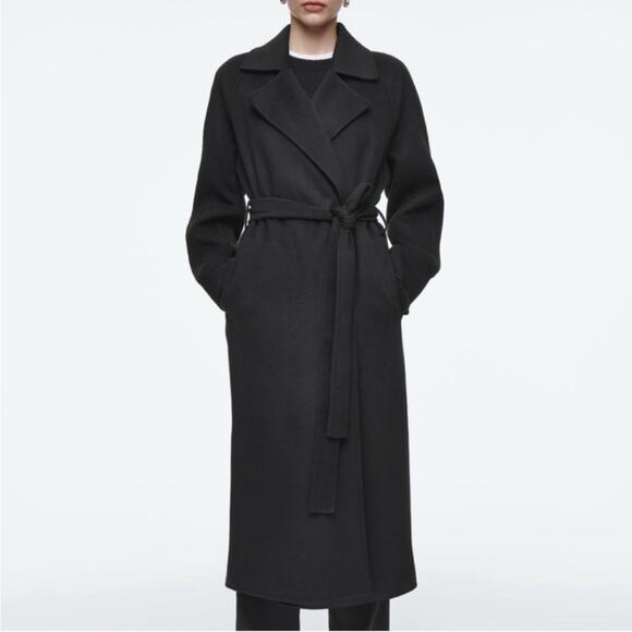 COS Wool Belted Coat Navy - Picture 1 of 15